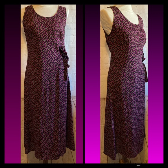 🍒vintage 8 Carole Little 90s Raspberry maxi dress - Picture 4 of 16